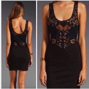 NWOT FREE PEOPLE black lace w/ beautiful appliqué
